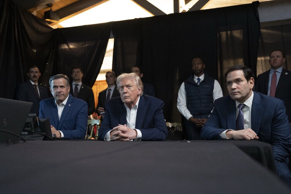 El presidente Donald Trump, y el secretario de Estado, Marco Rubio, durante la Operación Resolución Absoluta. Foto: @WhiteHouse