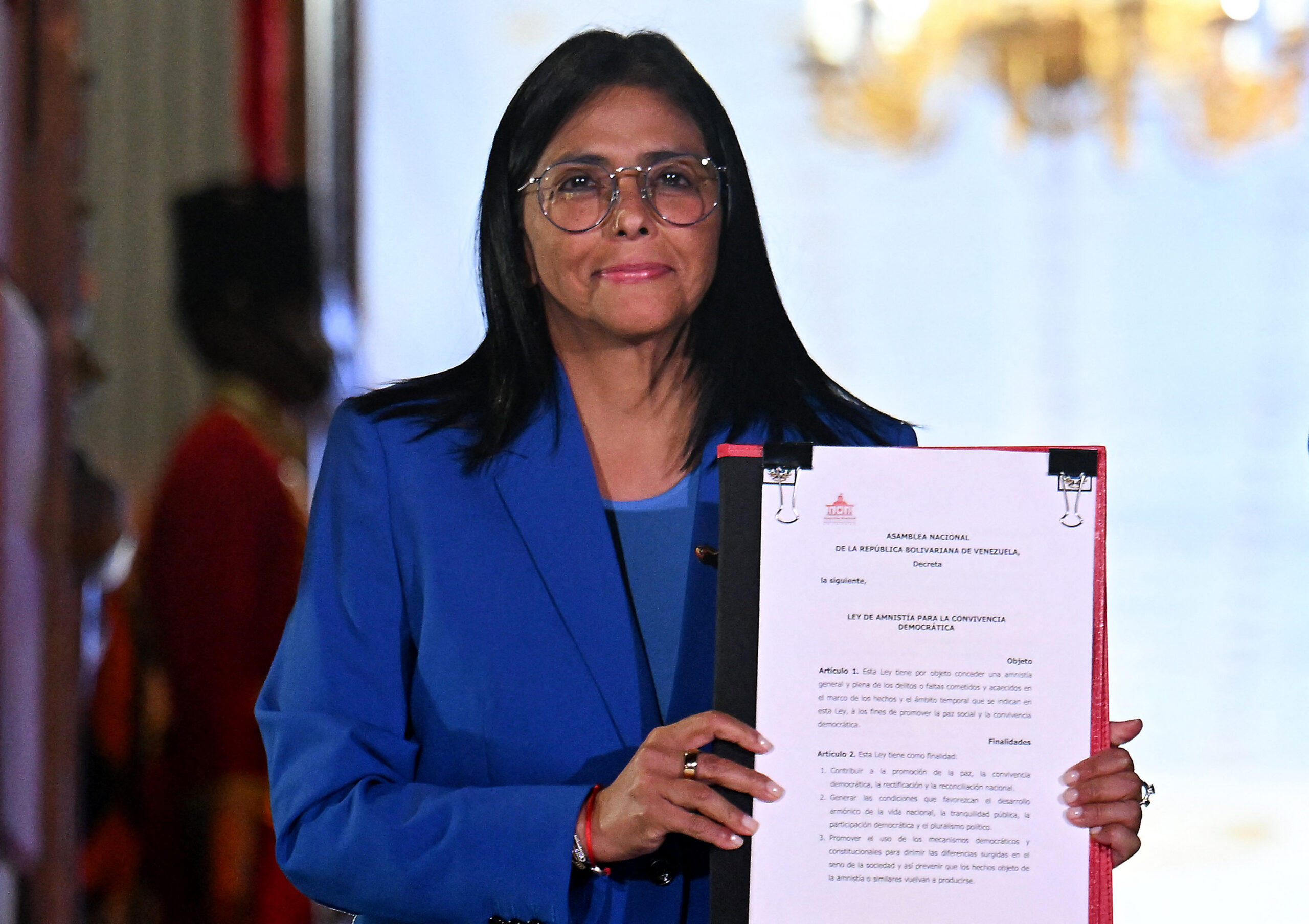 Delcy Rodríguez presenta ley de amnistía. Foto: AFP
