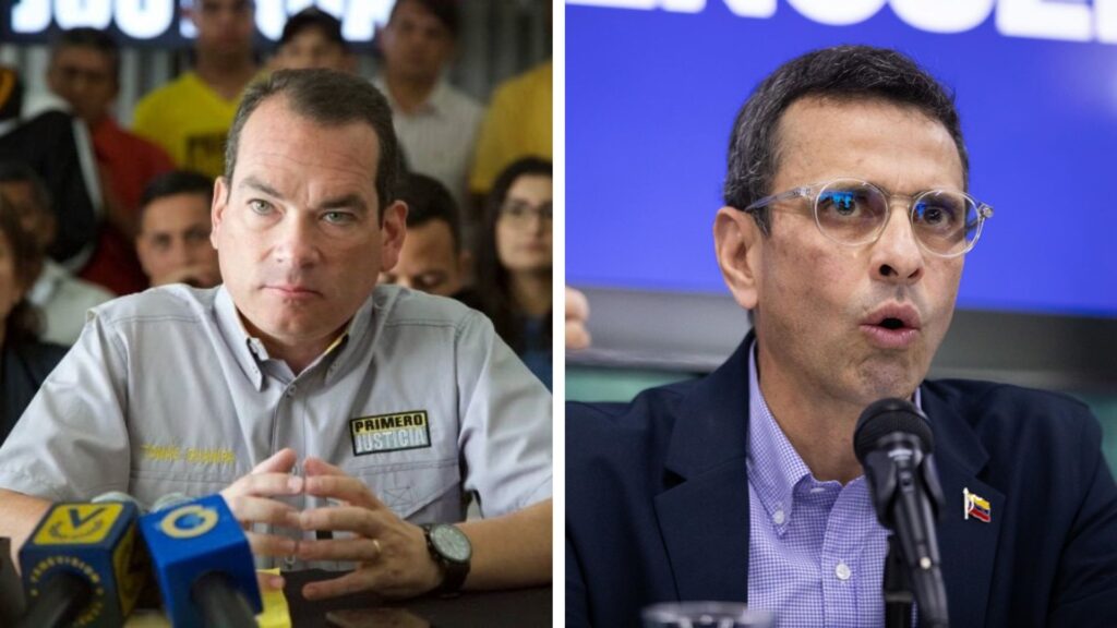 Tomás Guanipa y Henrique Capriles, figuras de la oposición moderada en Venezuela. 