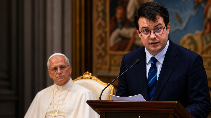 Christopher Olah en la encíclica del papa León XIV en el Vaticano. Foto: Noticias Zavaleta